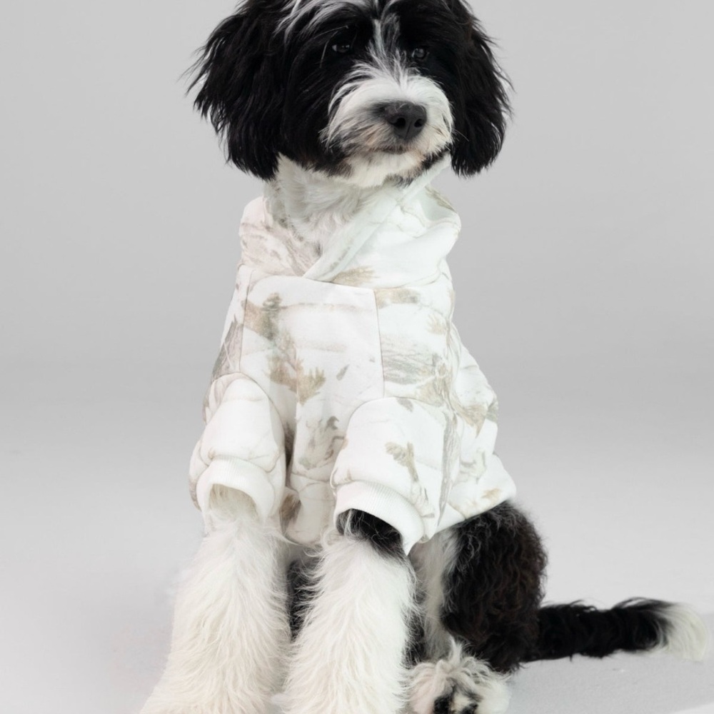 Comfrt White and Gray camo Dog hoodie